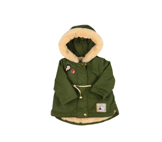 Zelená zimní bunda s nášivkami M&S
