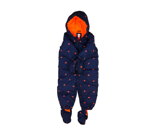 Modrá zimní kombinéza s oranžovými detaily Gap