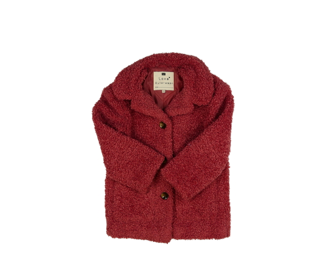 Tmavě růžový beránkový kabátek F&F