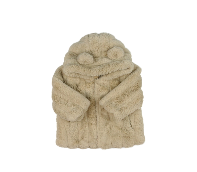 Hnědá chlupatá bundička s oušky Primark 