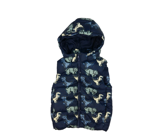 Tmavě modrá dinosauří prošívaná vesta H&M