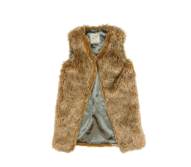 Hnědá chlupatá vesta Next