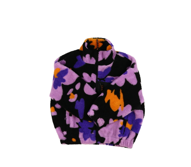 Černá huňatá barevně vzorovaná bundička Next