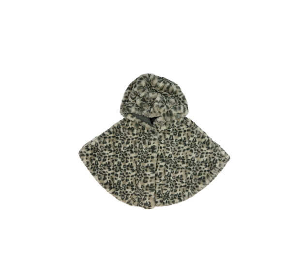 Šedé chlupaté pončo se zvířecím vzorem Next