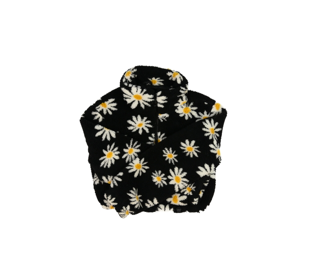 Černá crop bunda s květinami New Look