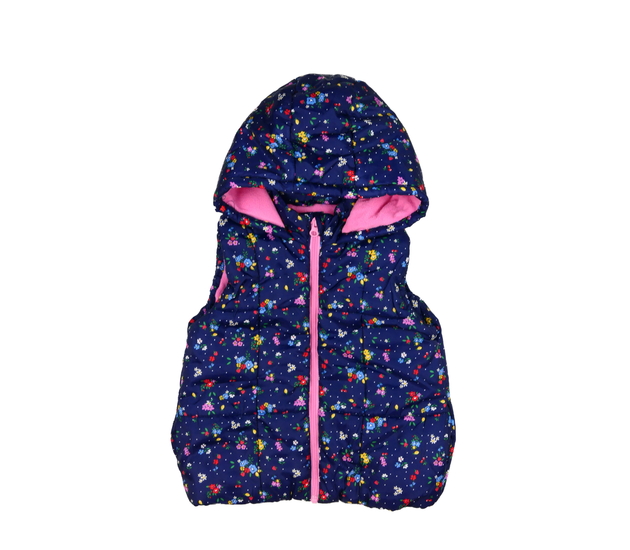 Modrá květinová zimní vesta