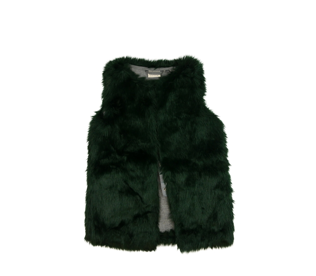Zelená chlupatá vesta Next