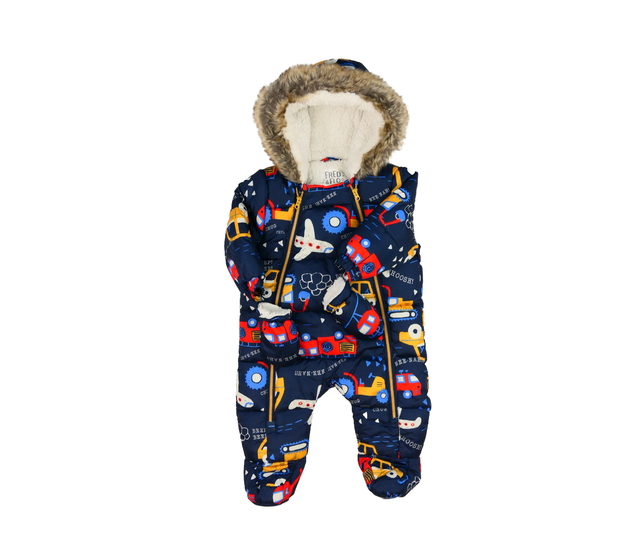 Tmavě modrá zimní kombinéza s obrázky F&F