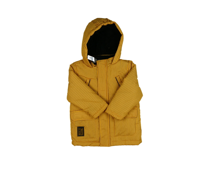 Nová žlutá pruhovaná zimní bunda 