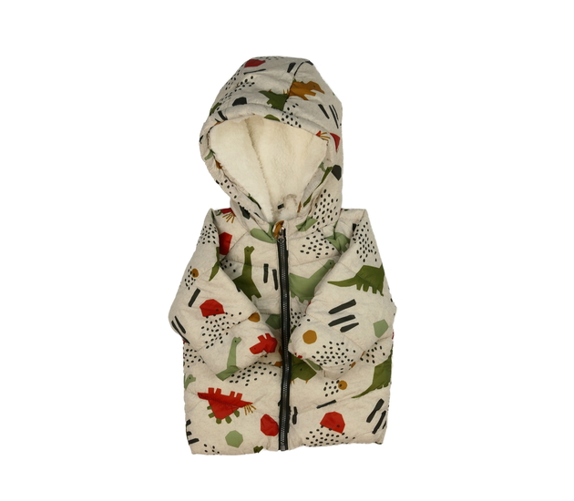 Hnědá zimní bunda s dinosaury F&F