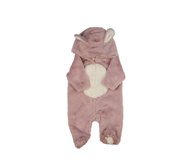 Růžovo-bílý chlupatý zimní overal Next
