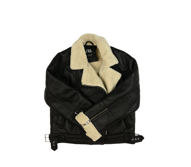 Černá koženková zimní bunda Zara