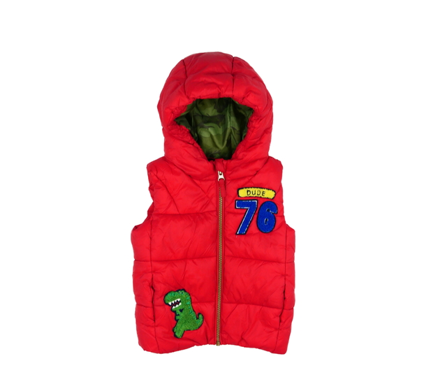 Červená prošívaná vesta s dinosaurem Next