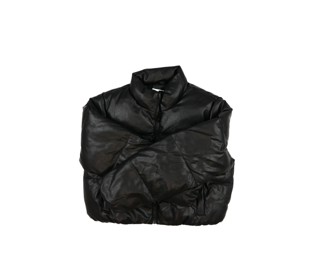 Černá koženková zimní crop bunda Primark