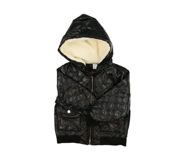 Černá koženková prošívaná bunda 