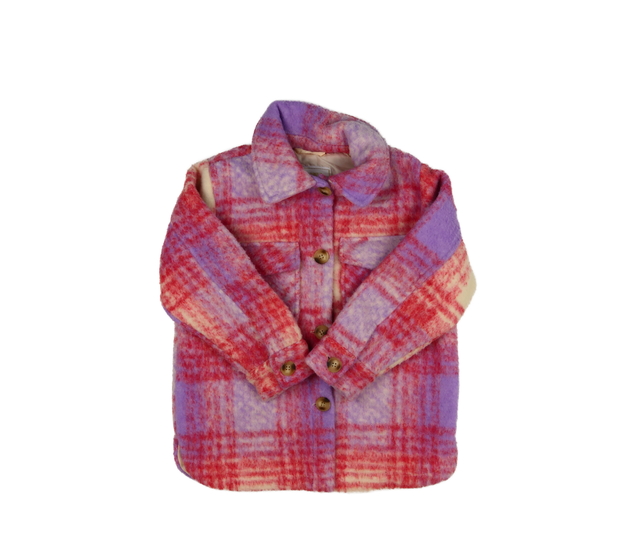 Červeno-fialový košilový kabátek 