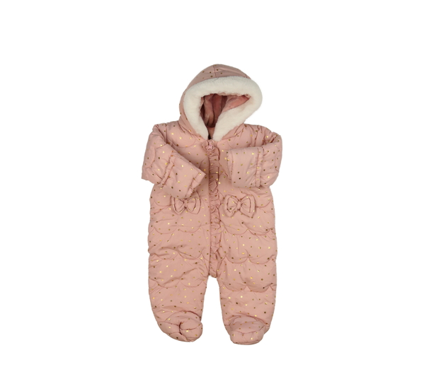 Růžová zimní kombinéza s volánky 