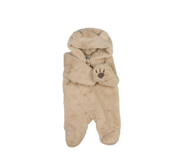 Hnědý chlupatý zimní overal Primark 