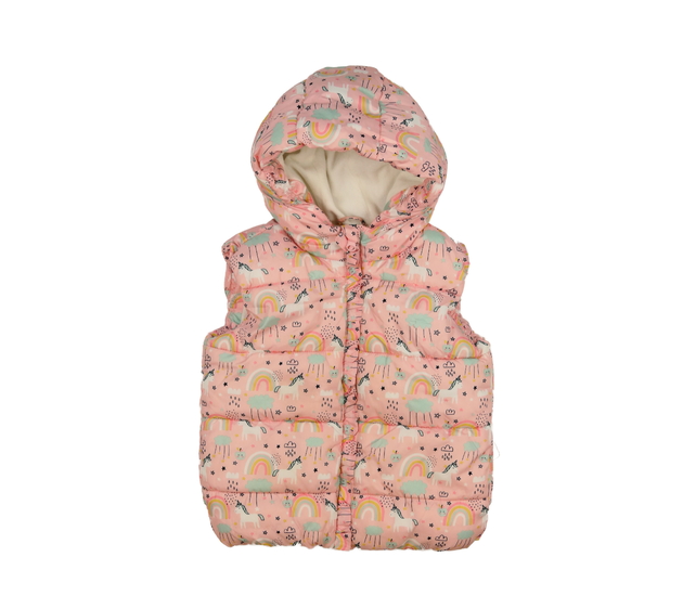 Růžová zimní vesta s volánky 
