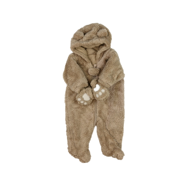 Hnědý chlupatý zimní overal Next