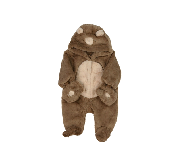 Hnědý chlupatý zimní overal Next