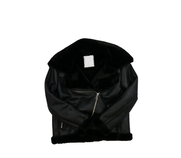 Černá zimní stylová bunda s kožíškem 