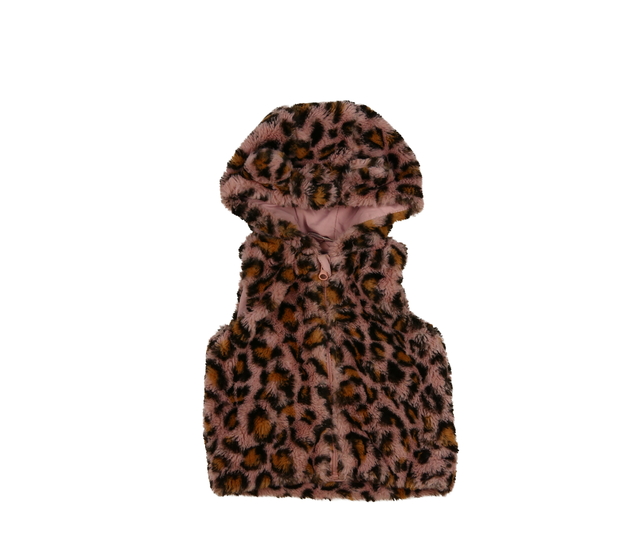 Růžová vzorovaná chlupatá vesta M&Co