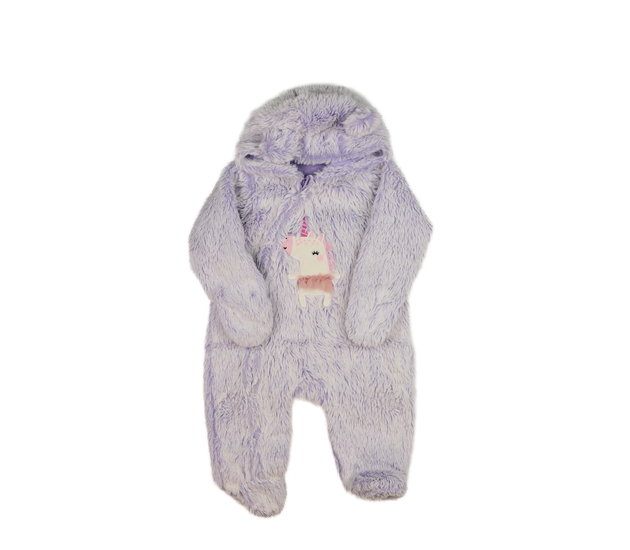 Fialový chlupatý zimní overal 