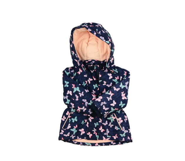 Modrá zimní bunda s motýlky Primark 