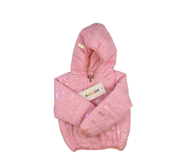 Nová růžová přechodová bunda se srdci 