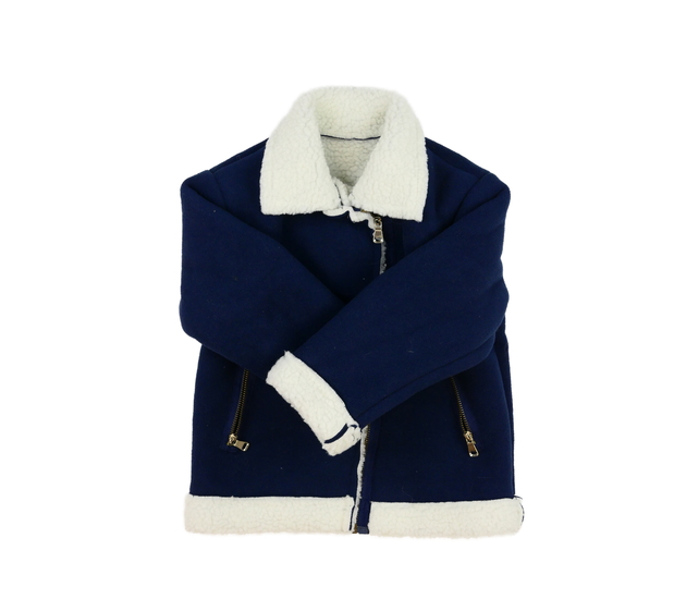 Modrá zimní bunda s vnitřním beránkem 