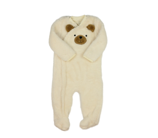 Krémový chlupatý přechodový overal 