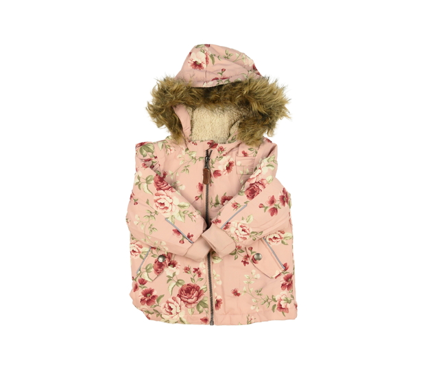 Růžová květinová slabší zimní bunda 