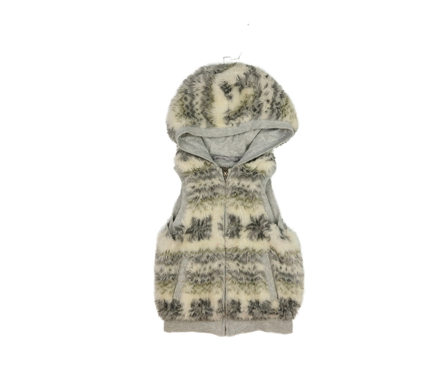 Šedá vzorovaná chlupatá vesta Next