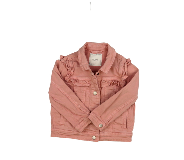 Růžová riflová bunda s volánky Next