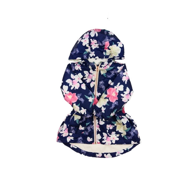 Modrý přechodový kabátek s květinami 