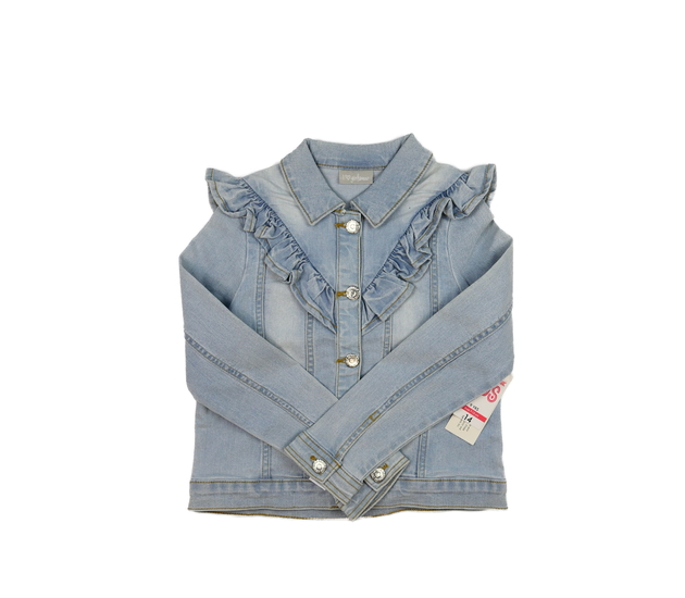 Nová modrá riflová bunda s volánky