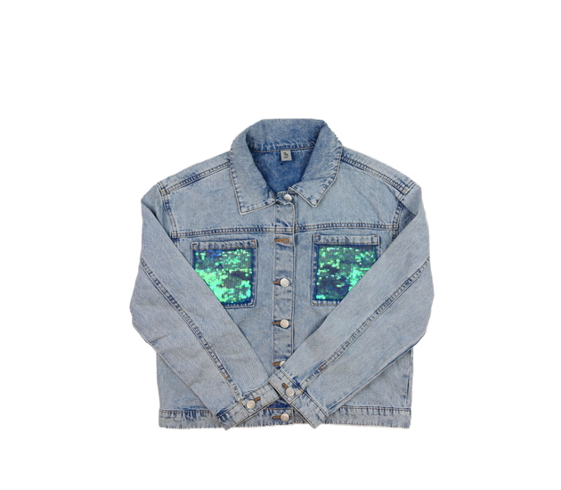 Modrá riflová bunda s flitry Tu 