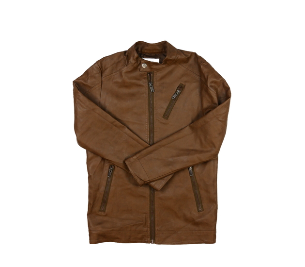 Hnědá koženková bunda 