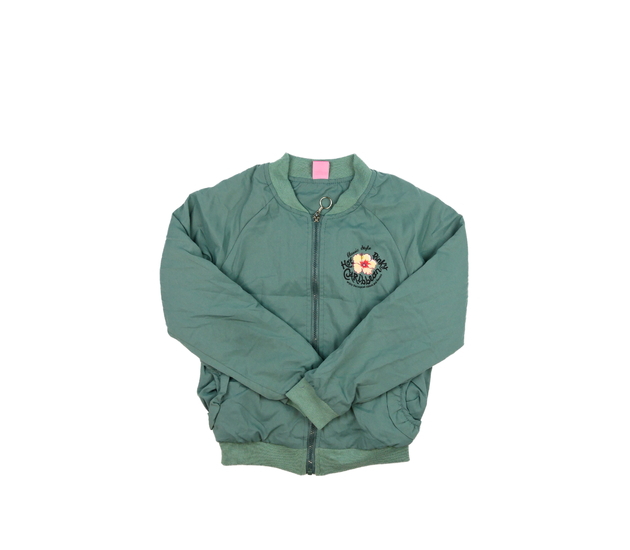 Zelená přechodová bunda s květinou 