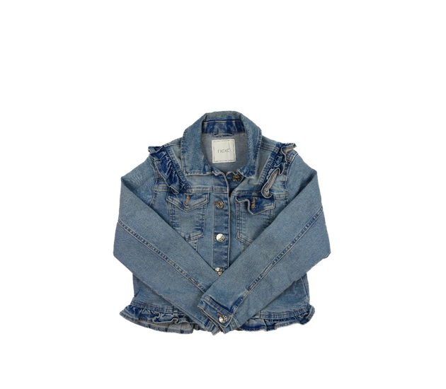 Světle modrá riflová bunda s volánky Next