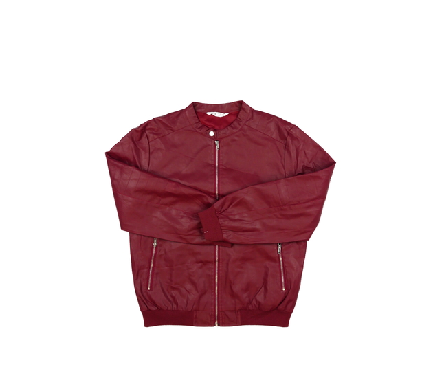 Tmavě červená koženková bunda 