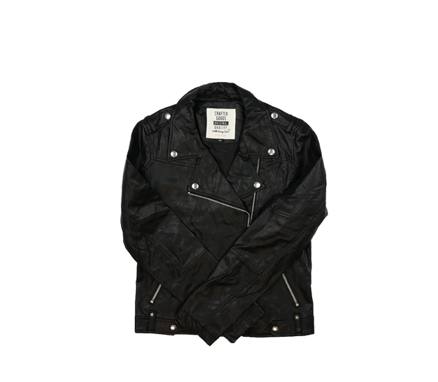 Černá koženková bunda vel. 170 C&A