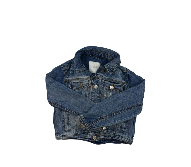 Modrá riflová crop bunda Next