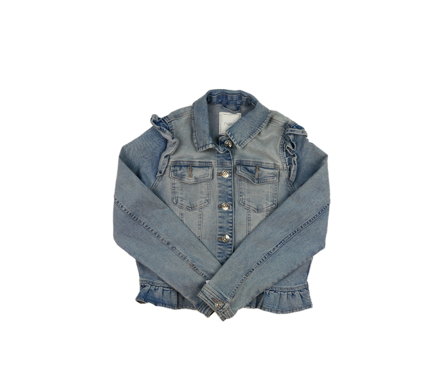 Modrá riflová bunda s volánky Next