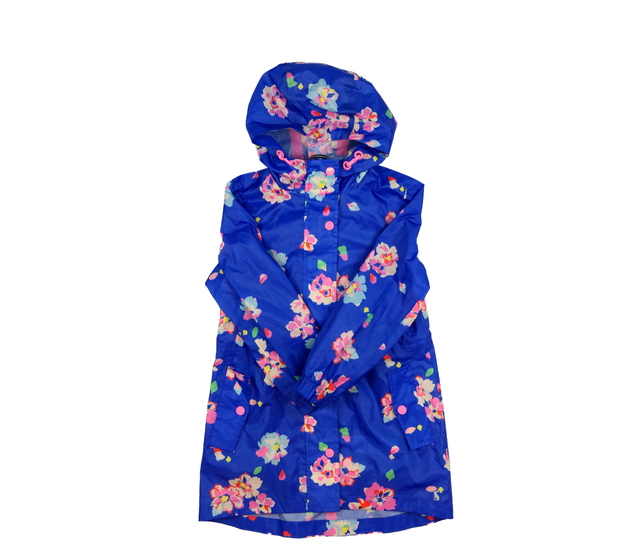 Modrý květinový kabátek do deště Joules