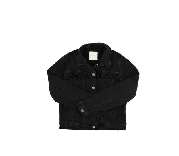 Tmavá riflová bunda s volánky Next