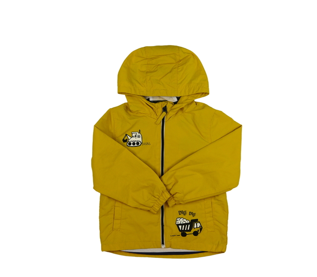 Žlutá větrovka s obrázkem Next