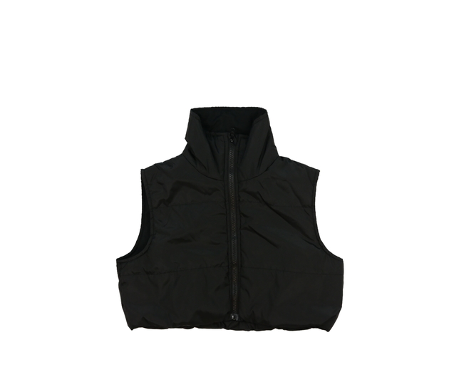 Černá prošívaná crop vesta