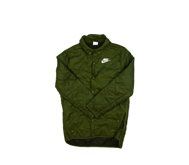 Zelená prošívaná delší přechodová bunda Nike 